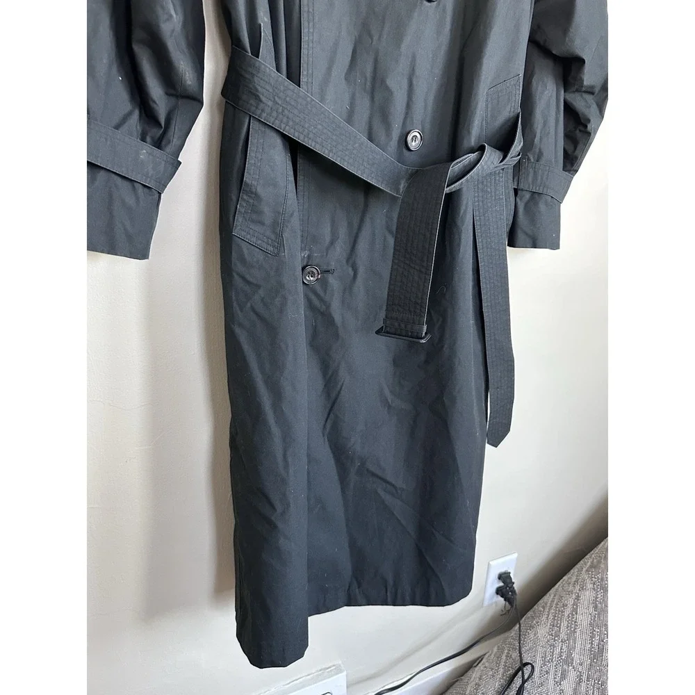 VTG London Fog TOWNE Mens 46R Leather‎ Collar Trench Coat Zip-out Wool Lining